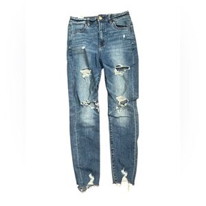 AEO Super Stretch X Highest Rise Ripped Blue Jeggings